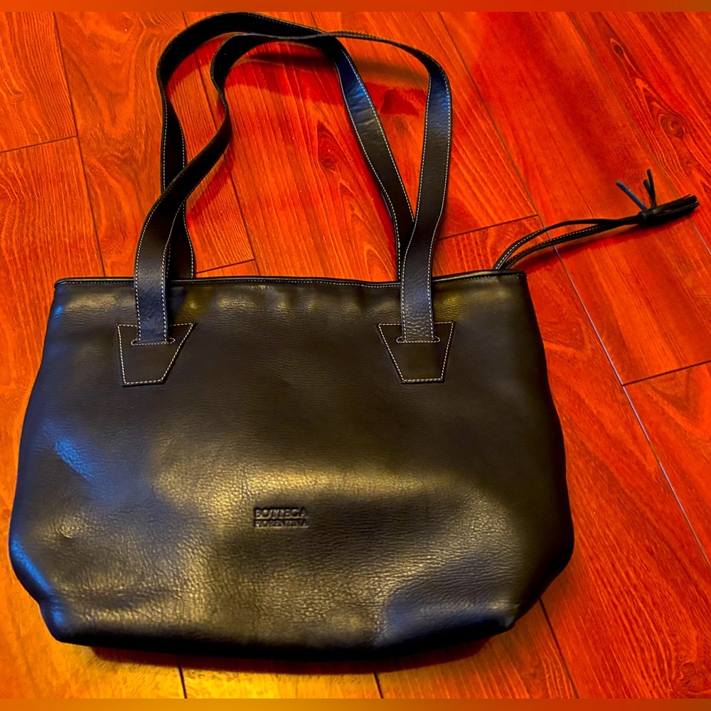 Bottega Fiorentina Black Leather Shopping / Tote Bag - Made in Italy